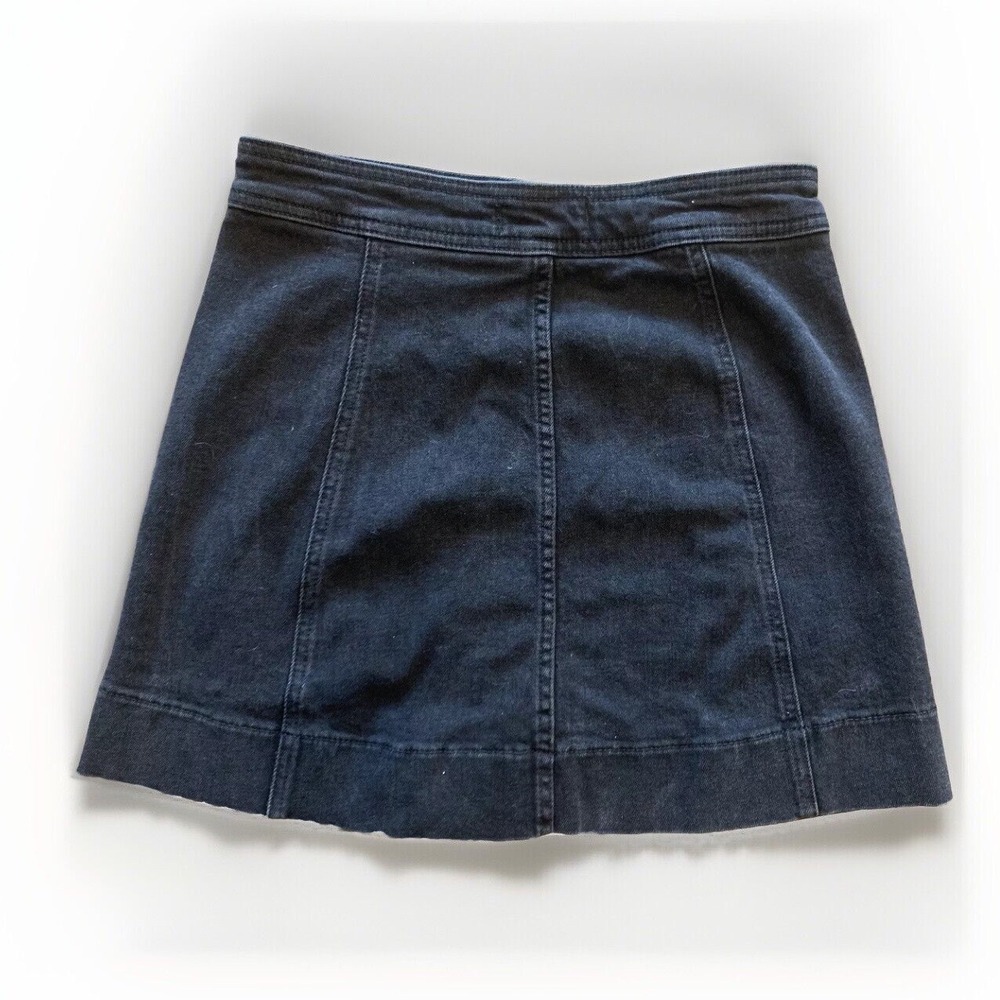 Madewell Button Front Skirt Women 2 Black Denim A-Line Mini H2310 Casual Classic - Picture 3 of 10
